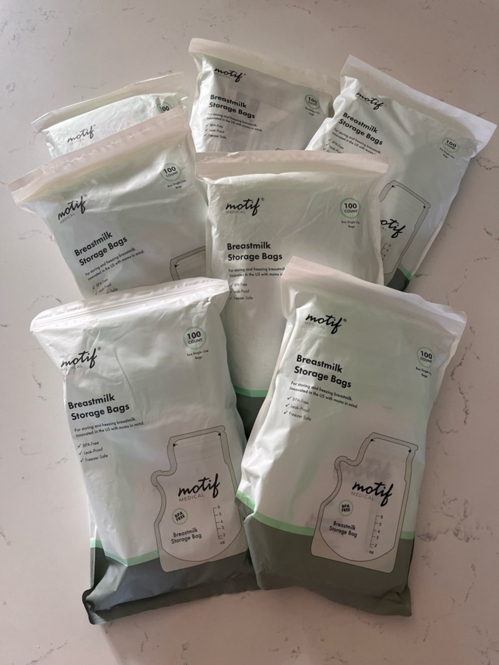 Motif Medical Breastmilk Storage Bags 7x100 Count BPA-Free Leak-Proof Freezer